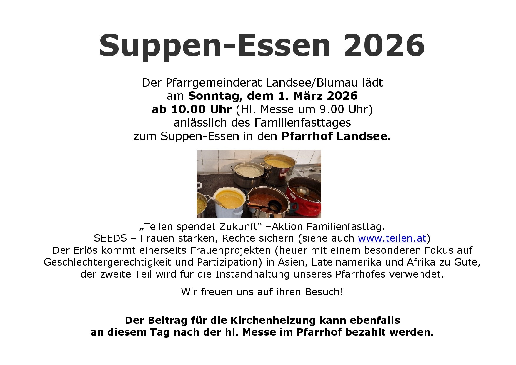Pfarrgemeinde – Suppen-Essen Fastenaktion